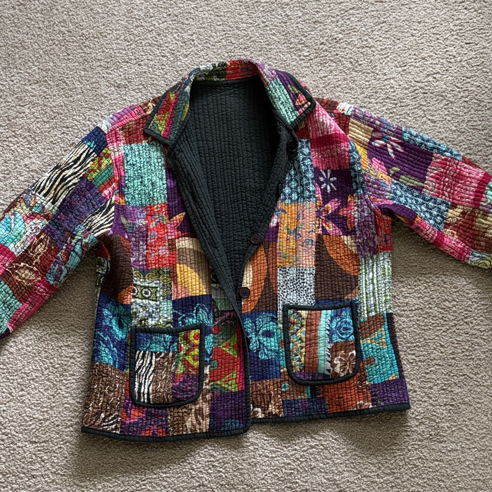 Silver Stream Cotton Colorful Patchwork Jacket Si… - image 2